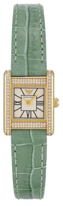 Emporio Armani Watch for Women, Quartz Movement and 31mm Case Size with Stainless Steel, Leather or Silicone Strap Grün, 20MM