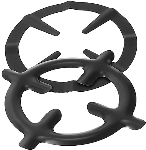 VINTORKY Support Antidérapant Lot de 2 Pièces pour Cafetière et Casseroles Cuisine Pratique en Acier Inoxydable Noir, Anneaux Wok Polyvalents pour Cuisinière à Gaz