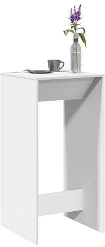 Gecheer Mesa Alta de Bar Madera de ingeniería Blanca 51x50x103,5 cm,Mesa Estrecha Alta Recibidor,Mesa Auxiliar Cocina,RY-2
