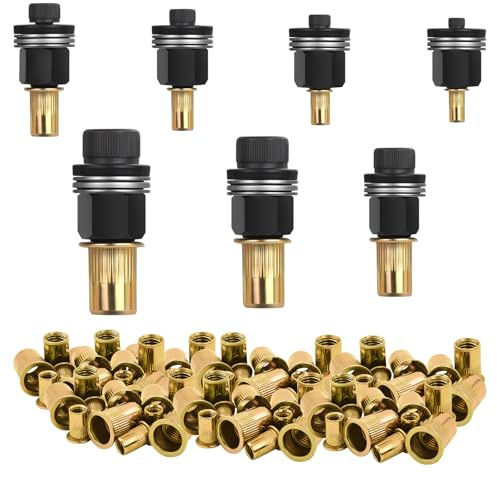 77 Stücke Nietmuttern Set, Nietmutternzange Set für M3, M4, M5, M6, M8, M10, M12, Einpressmuttern Nieten Set, Nietmutter Werkzeug mit 70 Stück Muttern
