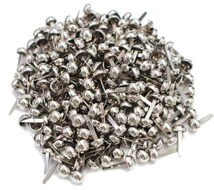 Leucasa 250 Piezas Encuadernadores 8X17mm Mini Brads para Scrapbooking para Manualidades con Papel, Artesanía, Materiales Artísticos y Materiales para Manualidades Escolares (Plata)