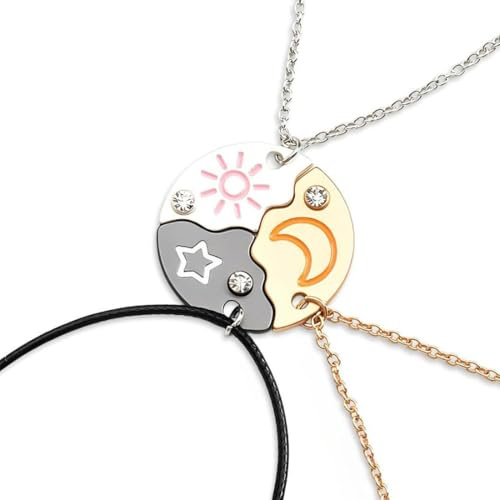 VisageVitalit Collana Amicizia per 3, Collane con Ciondolo dell'amicizia, Collana BFF, Collana del Migliore Amico, Collana Bambina, Regalo di Compleanno per Ragazzi e Ragazze