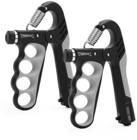 2 stycken träningsoveraller, 5–100 kg handtagstränare, justerbar underarmstränare, fingertränare med räkningsfunktion, handledsförstärkare för fingrar, händer och underarmar
