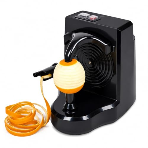 Pelador Eléctrico de Frutas y Verduras, Máquina Automática para Pelar Naranjas, Cítricos, Manzanas y Patatas, Cuchilla de Acero Inoxidable, Negro (Negro)