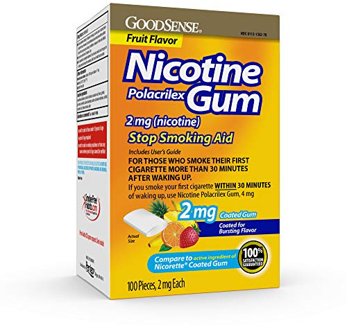 GoodSense Nicotine Polacrilex Coated Gum 2 mg, Fruit Flavor, 100 Count