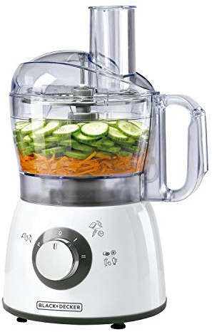 Black+Decker FX400 5in1 Multifunktionale Küchenmaschine 400W Power Motor, Raspeln, Schneiden, Häckseln, Kneten, Emulgieren, 1.2 Liter, 2 Stufen, leicht zu reinigen, sehr kompakt