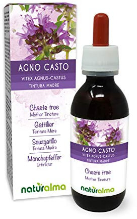 Mönchspfeffer (Vitex agnus-castus) Früchte Alkoholfreier Urtinktur Naturalma - Flüssig-Extrakt Tropfen 120 ml - Nahrungsergänzungsmittel - Veganer