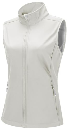 33,000ft Women's Softshell Gilets Waterproof Lightweight Running Gilets | Warm Fleece Lined Outerwear, Windproof Sleeveless Jackets, 4 Pockets Ladies Vests for Hiking, Dog Walking, Golf, Cycling
