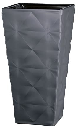 B2C Square Tall Plant Pot Elegant Large Flower Indoor Outdoor Garden Planters Diva (H 75cm x D 40cm, Anthracite)
