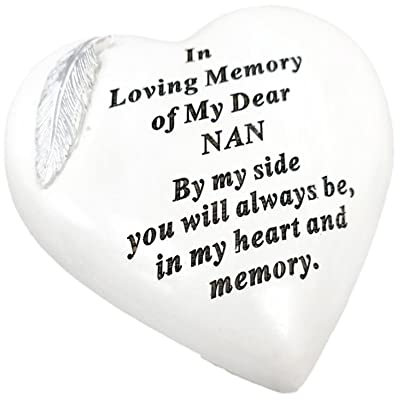 Placas conmemorativas con forma de corazón de piedra conmemorativa, adornos para tumbas personalizables, con plumas, placas conmemorativas para exteriores de 15x15 cm (Nan)