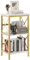 YMYNY Bücherregal, Standregal mit 3 Ablagen, Stabiles X-Rahmen, 40×29×75cm, für Wohnzimmer, Schlafzimmer, Küche, Arbeitszimmer, Badzimmer, Marmormuster weiß und Gold HST008W