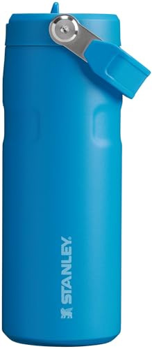 Stanley IceFlow Flip Straw 2.0 Water Bottle 16 oz | Built-in Straw with Larger Mouth | Lightweight and Leak-Proof | Insulated Stainless Steel | BPA Free | Azure