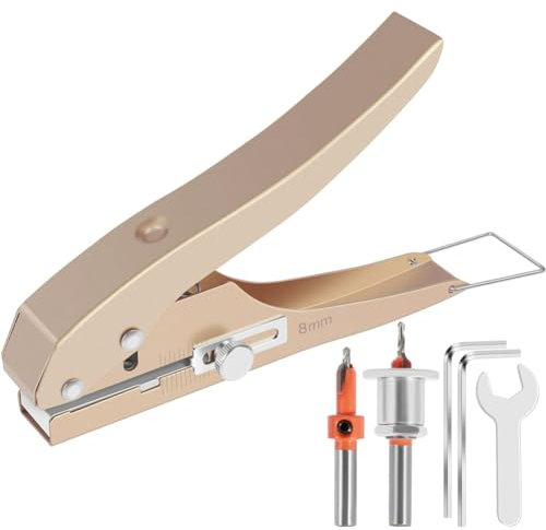 Yuattory Perforatrice a foro singolo da 8 mm, perforatrice ad alta resistenza, pinza per perforazione per bande di bordo con scala per carte di carta, cartone plastico