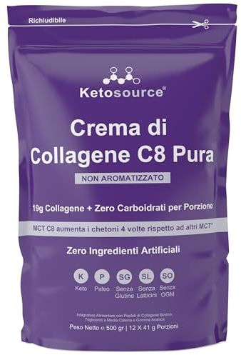 Ren C8 MCT Kollagen Creamer | Keto & Kollagen i Ett | 500g Naturell | 4X ketones vs andra MCT | Blandas lätt utan klumpar | Noll konstgjorda ingredienser