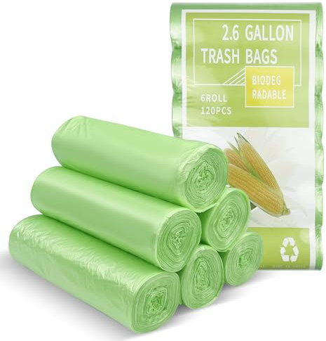 Tekenewbse 120 Pezzi Sacchetti Spazzatura Organici, 45 x 50 cm Sacchetti Umido Biodegradabili 20L, Immondizia Spazzatura Compostabili, Sacchi Biodegradabili per Cucina, Ufficio, Soggiorno (Verde)