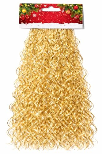 happymas Lametta Weihnachten als Deko & Dekoration zu Advent an Weihnachten - Weihnachtsbaum & Tannenbaum (Gold)