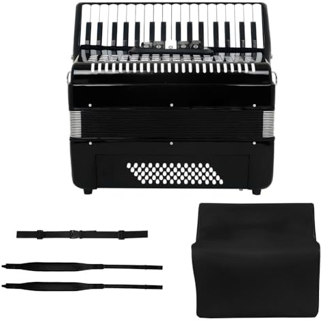 Acordeón diatónico de 34 teclas, acordeón de piano con 60 bajos para adultos con maleta y correa, instrumentos de acordeón para principiantes, estudiantes y profesionales