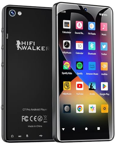 HIFI WALKER G7 Pro MP3 Player with Dual Cameras, Android 13, 3GB RAM+32GB ROM, Bluetooth 5.0, WiFi, 5.2 Touchscreen, Spotify, MP4 Music Player with Speaker