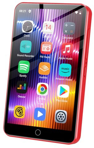 MP3 Player with Bluetooth and WiFi, 80GB Android MP3 MP4 Player, 4.0 Kids Music Player with Spotify, YouTube, Amazon Music, Deezer, Play Store, Speaker, FM Radio, Support Up 1TB