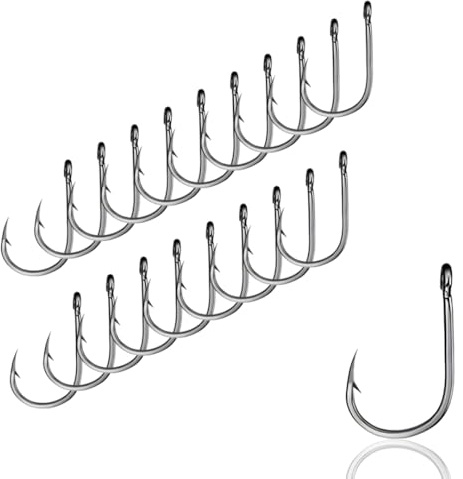AMZfishing® Lot de 20 hameçons de pêche pacifiques aiguisés au laser 10 tailles | Hameçon à carpe | Hameçon Feeder | Hameçon à poisson blanc | Hameçon de pêche pointu | Hameçon truite (poisson paix 20