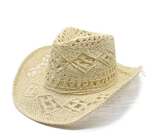 Cazqgoy Cowboyhatt, stråhatt, western-cowboyhatt, cowgirl-hatt, Panamahatt, western-hatt, sommarhatt, för kvinnor