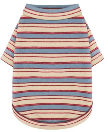 Paiaite Stylish Striped Block Dog Shirt Breathable Clothes Red&Blue M