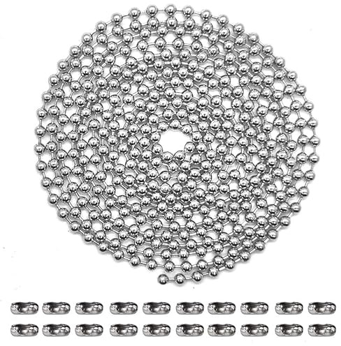 Nickel 120 Ceiling Fan Pull Chain Extra Long Rust Proof 3MM Beaded Ball Light Pulls Extension Ornament Chains with 20 Connectors