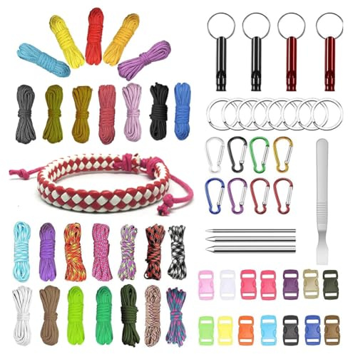 FARYODI Paracord 550 Corda 4mm, Set di Paracord con 3 Metri di Filo in Nylon a 7 Fili, Corda Multiuso per Creare Bracciali, Guinzagli per Cani, Collari, Attrezzatura per Campeggio e Sopravvivenza