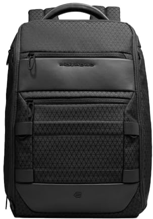 Piquadro - Leather Modular Travel Backpack Laptop 15.6 - Unisex - Black