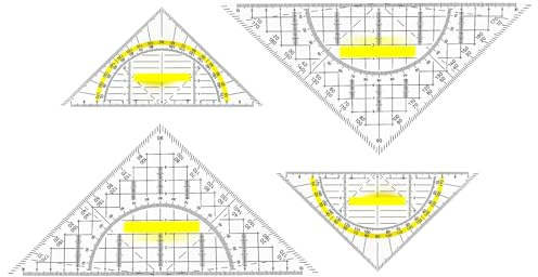 ShanBye Trianglar med handtag, 4 st. plasttrianglar vinkelknivar av plast geo triangel vinkelmätare multifunktionell triangellinje för studenter målning kontor designer