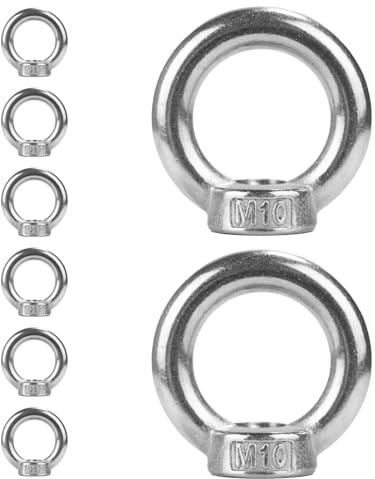 8 dadi ad anello M10, filettatura con occhielli ad anello, in acciaio inox 304, dadi ad anello, dado occhiello, viti ad anello, occhielli a vite, viti ad anello hardware per accessori di sollevamento