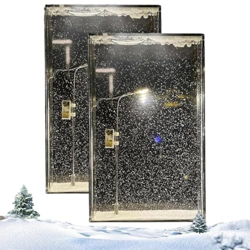 Lámpara mágica de nieve, lámpara de cuentos de nieve, kit de luz nocturna con lámparas de calle nevadas y escena de Navidad para el hogar, escritorio o decoración de vacaciones (2)