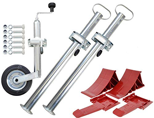 The Drive | Anhänger Zubehör Set 4 | inkl. Stützrad mit Stahlfelge, Halter für Rohrstützen, Unterlegkeile und mehr | ideal für kleine bis mittlere Anhänger