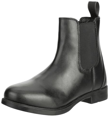 RL24 - Jodhpur Reitstiefelette soft | Kinder Stiefeletten | mit Elastikeinsatz & Pull-On | wasserdichte Chelsea Boots aus Kunstleder | schwarze Reitschuhe | Größe 34