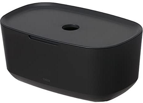Tiger Tess Aufbewahrungsbox mit Deckel, Organizer für Bad, Küche & Co., für mehr Ordnung in Badezimmer und Gäste-WC, Kunststoff, Farbe: Schwarz/Anthrazit, BxHxT: 27,1 x 11, 8 x 16,7 cm
