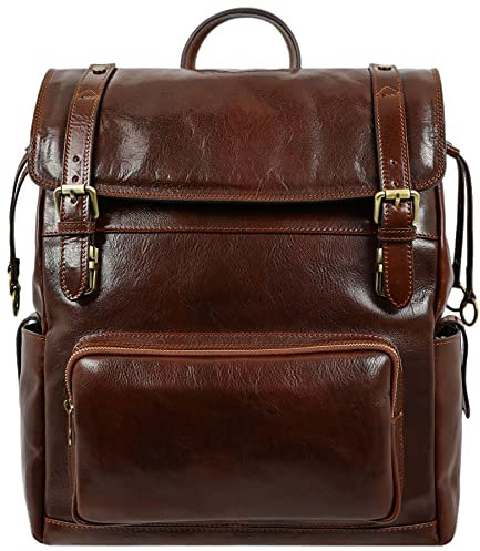 Time Resistance Herren und Damen Rucksack aus Leder - Handgefertigt in Italien - 100% Lederrucksack - Vintage Rucksack Herren - Reiserucksack