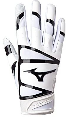 Mizuno F-257 Women's Softball Batting Glove, White-Black, Medium