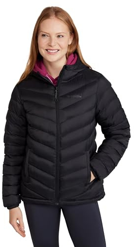 Mountain Warehouse Seasons Womens Padded Jacket - Water Resistant Coat, Puffer Jacket, Front Pockets, Adjustable Elastic Cuffs & Hood - For Spring Summer, Outdoors Jet Black Women's Size 14