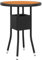 Makastle Gartentisch Ø 60cm Ornament Holzplatte Garten Esstisch Runder Beistelltisch Wetterfest Terrasse Balkon Tisch, Poly Rattan Schwarz