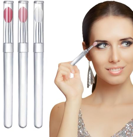 Silikon läppglans borste applikator, silikon läppborste, 3 bärbara silikonläppborstar, läppstift makeup applikator, verktygssatser av