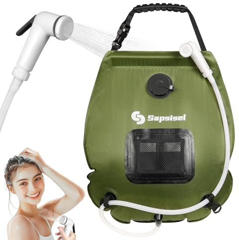 sapsisel Portable Shower for Camping, 5 Gal/20L Solar Heating Camping Shower with Upgraded Hose and Shower Head,Solar Shower Camping Shower Bag