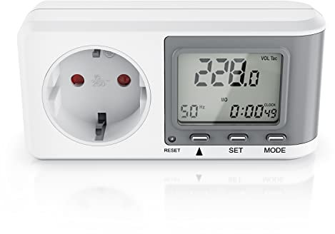 CSL - Stromzähler für die Steckdose - Energiekostenmessgerät - Strommessgerät mit erhöhtem Berührungsschutz - Stromverbrauchsmesser 3680W