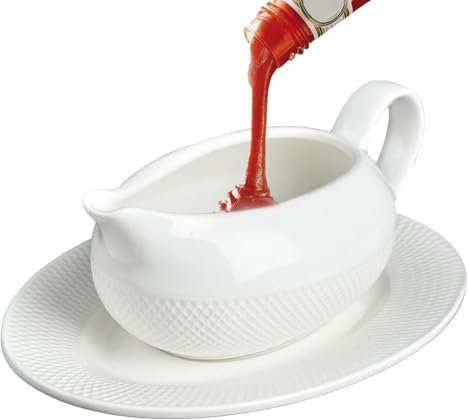 Salsera con platillo, salsera blanca con platillo, tazón para servir salsera, tazón para salsa, tazón para salsa de cerámica, tazones para salsa con bandeja, dispensador de aderezo, salsera con plato,