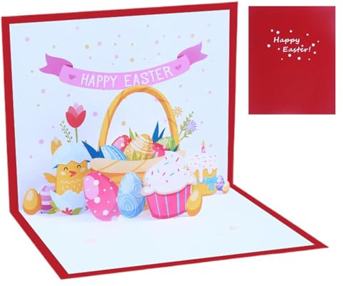 Biglietti di Pasqua, per far apparire i biglietti di Pasqua per i biglietti di auguri POP-UP 3D Pasqua | Cartoline di vacanza, souvenir primavera, busta inclusa, per celebrazione