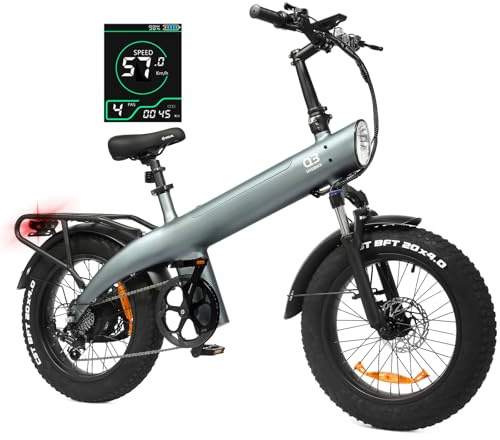 HX Q3 Bicicleta Eléctrica para Adultos con 48V 20AH Batería Extraíble,115Nm Motor Potente Ebike,7 velocidades,Frenos de DIS hidráulicos y Alcance 60-120KM,20x4.0 Fat Tyre para Todo el Terreno