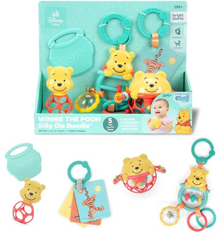 Disney Baby Winnie The Pooh Silly Ole Bundle Gift Set by Bright Starts, 5 Toys Included for Newborns & Up