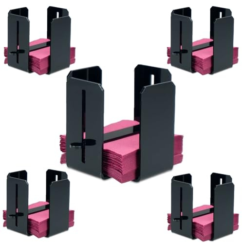 Pack de 5 Servilletero de Mesa de Metacrilato Negro | Porta Servilletas 11,5x11,5 cm | Servilleteros Individuales Ideales para Hostelería y Bar (5, Negro con Tope)