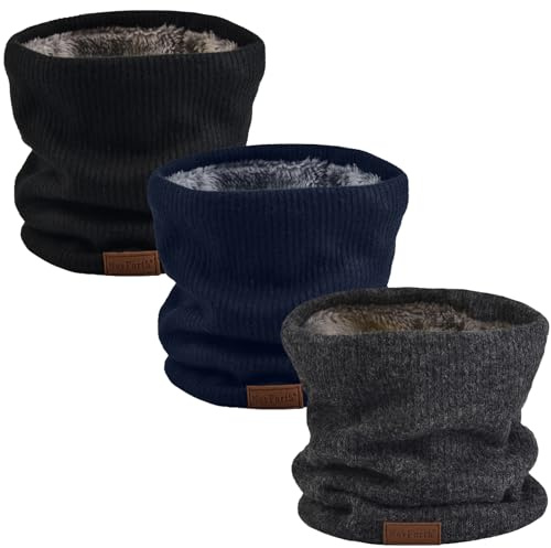NovForth Calentador de Cuello de Invierno Bufanda Infinita con Forro Polar Engrosada Resistente al Viento y al Polvo Círculo de Esquí para Hombres y Mujeres Forro Polar de Doble Capa de Punto, Talla