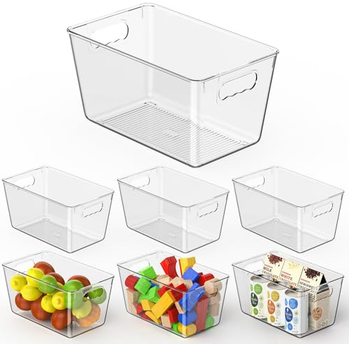 KJIXYUNG Contenedores organizadores transparentes de despensa, contenedores de almacenamiento y recipientes de plástico con asa, organizador de gabinete, artículos imprescindibles para la organización
