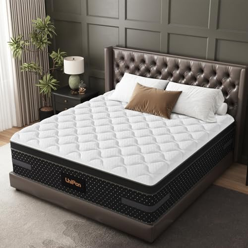 UniPon Firm Mattress Queen Size 12 inch -Premium Hybrid Mattress in a Box with Back & Lumbar Support, Pocket Spring Bed for Motion Isolation, 365 Night Trial CertiPUR-US Certified